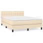 vidaXL Giroletto a Molle con Materasso Crema 140x200 cm in Tessuto