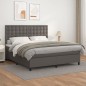 vidaXL Giroletto a Molle con Materasso Grigio 160x200 cm in Similpelle