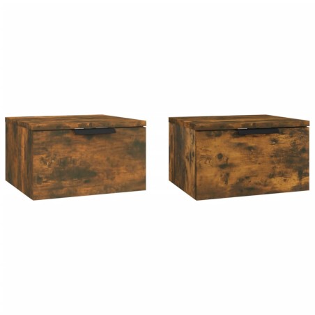 vidaXL Comodini a Muro 2 pz Rovere Fumo 34x30x20 cm