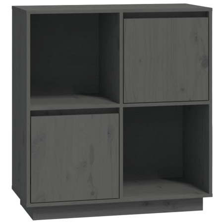 Credenza Grigia 74x35x80 cm in Legno Massello di Pino