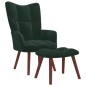 vidaXL Poltrona Relax con Poggiapiedi Verde Scuro in Velluto