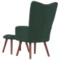vidaXL Poltrona Relax con Poggiapiedi Verde Scuro in Velluto