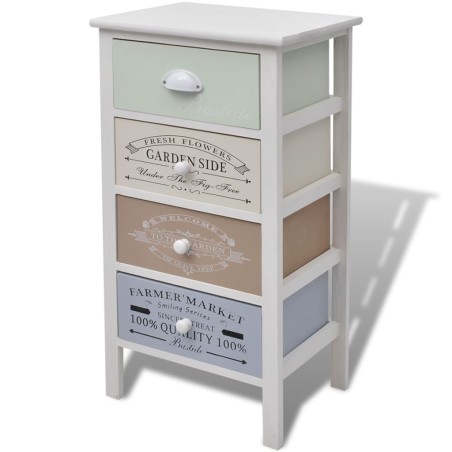 vidaXL Cassettiera in Stile Francese con 4 Cassetti in Legno 
