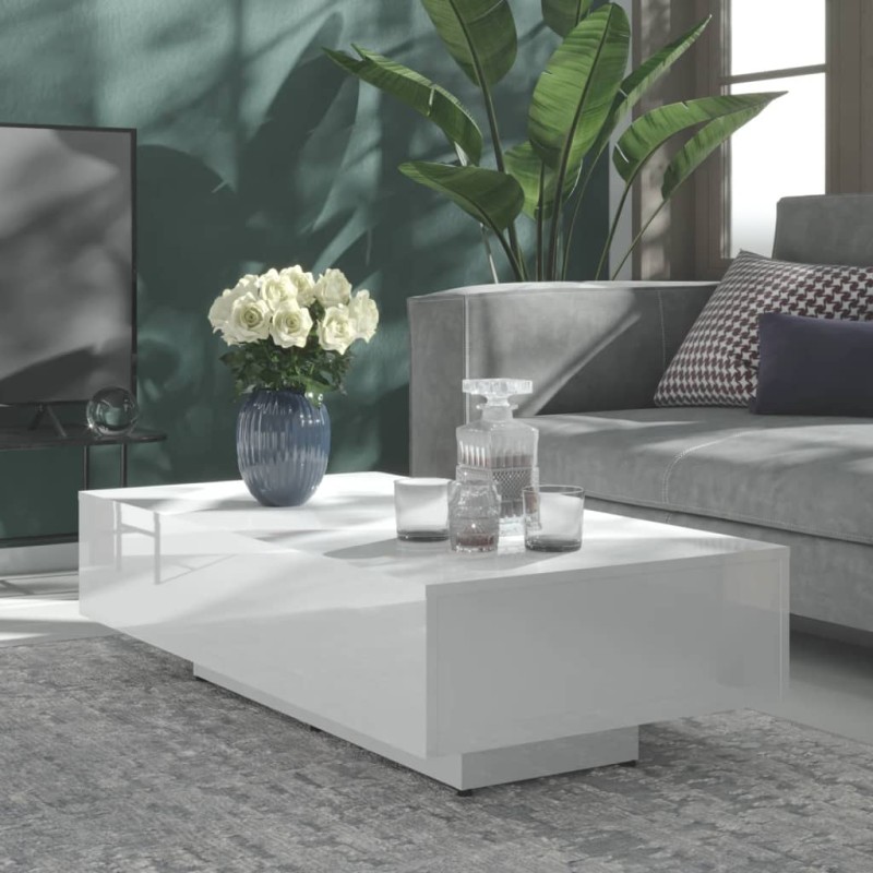 vidaXL Tavolino da Salotto Bianco Lucido 115x60x31cm Legno Multistrato vidaXL Tavolino da Salotto Bianco Lucido 115x60x31cm Legno Multistrato
