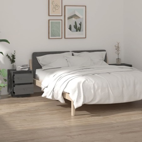 vidaXL Comodini 2 pz Grigi 40x35x50 cm in Legno Massello di Pino