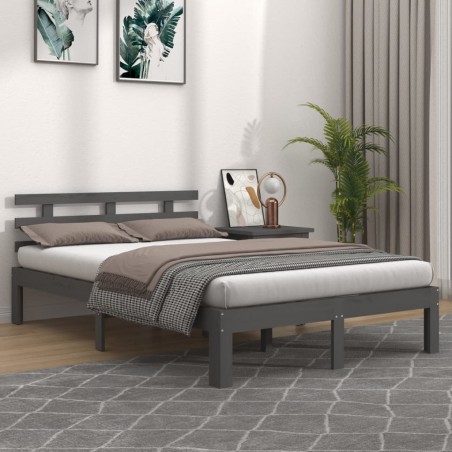 vidaXL Giroletto Grigio in Legno Massello 160x200 cm