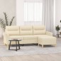 vidaXL Divano a 3 Posti con Poggiapiedi Crema 180 cm in Tessuto vidaXL Divano a 3 Posti con Poggiapiedi Crema 180 cm in Tessuto