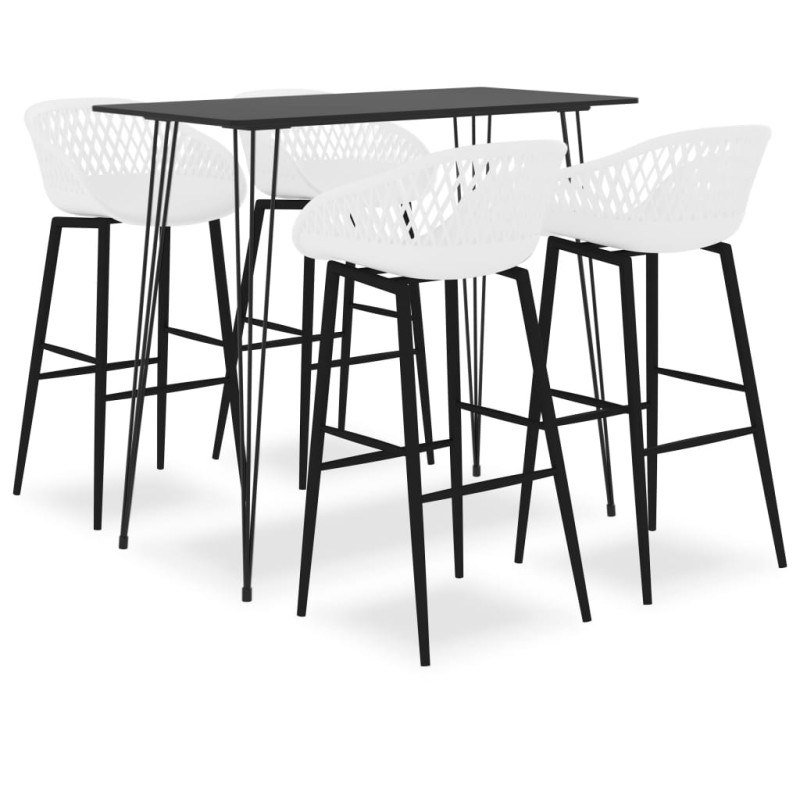 vidaXL Set da Bar 5 pz Nero e Bianco vidaXL Set da Bar 5 pz Nero e Bianco