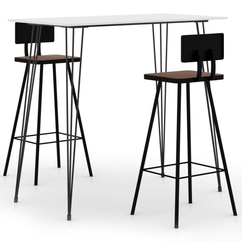 vidaXL Set da Bar 3 pz Bianco vidaXL Set da Bar 3 pz Bianco