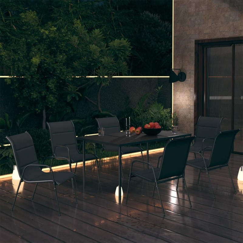 vidaXL Set da Pranzo da Giardino 7 pz in Acciaio Nero