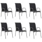 vidaXL Set da Pranzo da Giardino 7 pz in Acciaio Nero