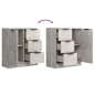 Credenze 2 pz Grigio Cemento 60x30x70 cm in Legno Multistrato Credenze 2 pz Grigio Cemento 60x30x70 cm in Legno Multistrato