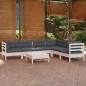 vidaXL Set Divani da Giardino 7 pz con Cuscini Bianchi Legno di Pino vidaXL Set Divani da Giardino 7 pz con Cuscini Bianchi Legno di Pino