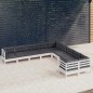 vidaXL Set Divani da Giardino 10 pz con Cuscini Bianchi Legno di Pino vidaXL Set Divani da Giardino 10 pz con Cuscini Bianchi Legno di Pino