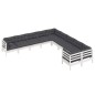 vidaXL Set Divani da Giardino 10 pz con Cuscini Bianchi Legno di Pino vidaXL Set Divani da Giardino 10 pz con Cuscini Bianchi Legno di Pino