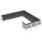 vidaXL Set Divani da Giardino 11 pz con Cuscini Bianchi Legno di Pino vidaXL Set Divani da Giardino 11 pz con Cuscini Bianchi Legno di Pino