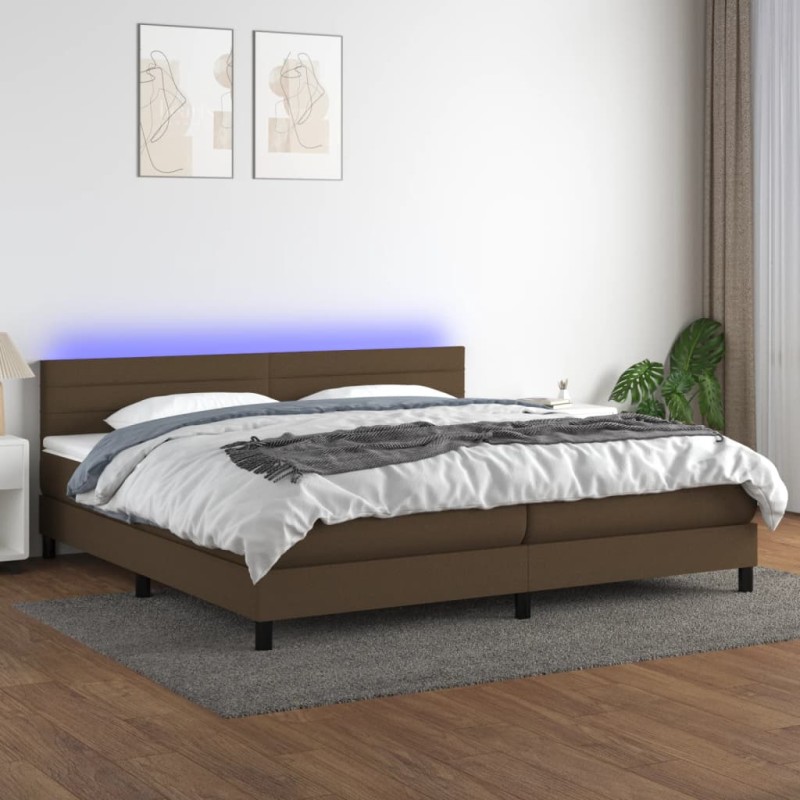 vidaXL Letto a Molle Materasso e LED MarroneScuro 200x200cm in Tessuto vidaXL Letto a Molle Materasso e LED MarroneScuro 200x200cm in Tessuto