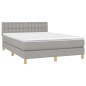 vidaXL Letto a Molle Materasso e LED Grigio Chiaro 140x200 cm Tessuto