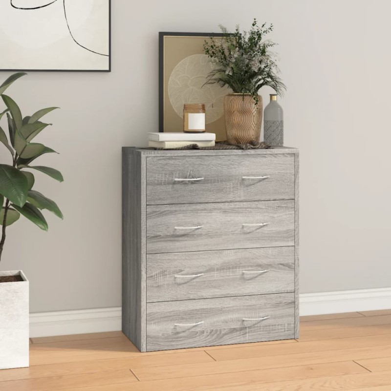 vidaXL Credenza con 4 Cassetti 60x30,5x71 cm Grigio sonoma vidaXL Credenza con 4 Cassetti 60x30,5x71 cm Grigio sonoma