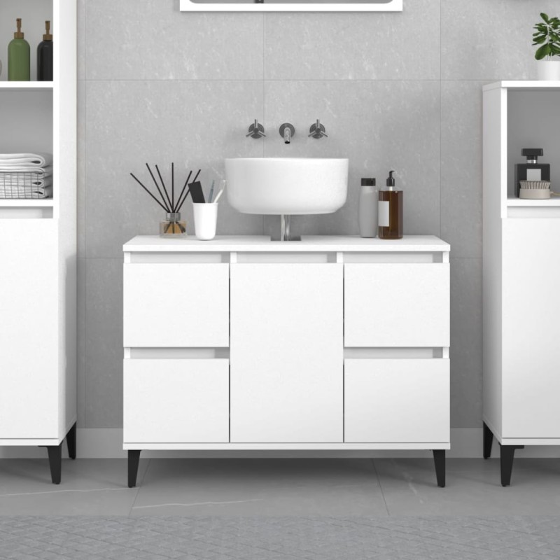 vidaXL Mobile Lavabo Bianco 80x33x60 cm in Legno Multistrato vidaXL Mobile Lavabo Bianco 80x33x60 cm in Legno Multistrato