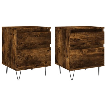 vidaXL Comodini 2pz Rovere Fumo 40x35x50 cm in Legno Multistrato