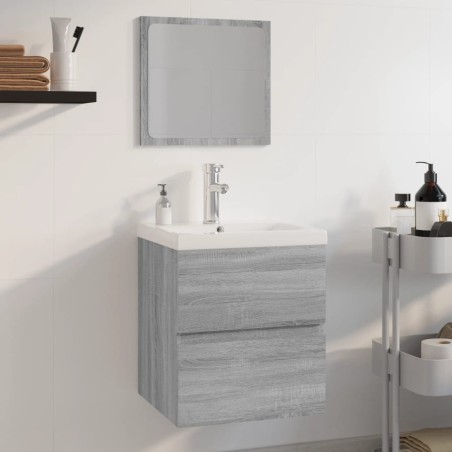 Set di Mobili da Bagno Grigio Sonoma in Legno Multistrato