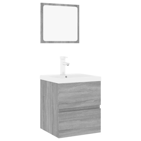 Set di Mobili da Bagno Grigio Sonoma in Legno Multistrato