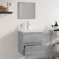 Set di Mobili da Bagno Grigio Sonoma in Legno Multistrato