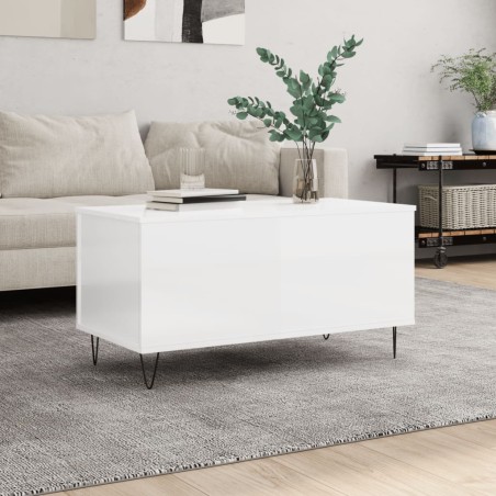 vidaXL Tavolino Salotto Bianco Lucido 90x44,5x45 cm Legno Multistrato