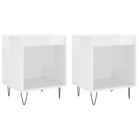 vidaXL Comodini 2pz Bianco Lucido 40x35x50 cm in Legno Multistrato