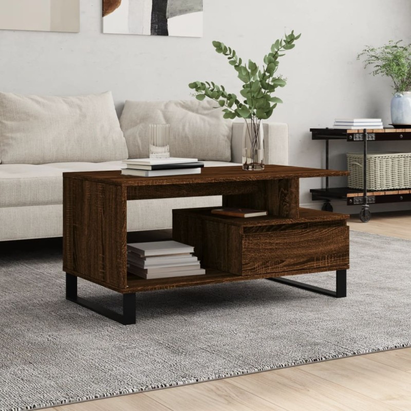 vidaXL Tavolino Salotto Rovere Marrone 90x49x45 cm Legno Multistrato