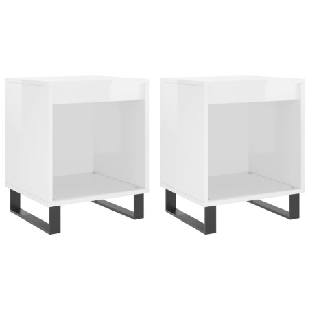 vidaXL Comodini 2pz Bianco Lucido 40x35x50 cm in Legno Multistrato
