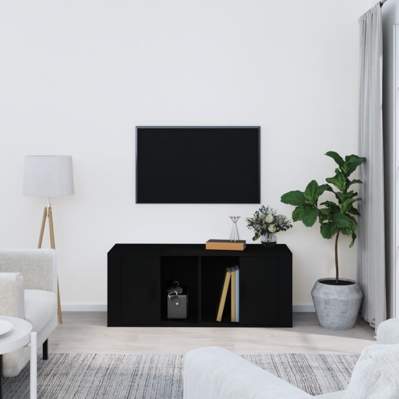 Mobile Porta TV Nero 100x35x40 cm in Legno Multistrato Mobile Porta TV Nero 100x35x40 cm in Legno Multistrato