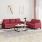 vidaXL Set di Divani 2 pz con Cuscini Rosso Vino in Similpelle vidaXL Set di Divani 2 pz con Cuscini Rosso Vino in Similpelle
