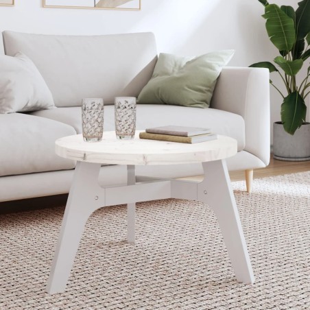 vidaXL Piano Tavolo Rotondo Bianco Ø60x3 cm in Legno Massello di Pino