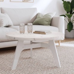 vidaXL Piano Tavolo Rotondo Bianco Ø80x3 cm in Legno Massello di Pino