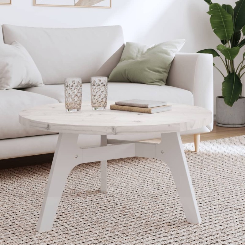 vidaXL Piano Tavolo Rotondo Bianco Ø80x3 cm in Legno Massello di Pino
