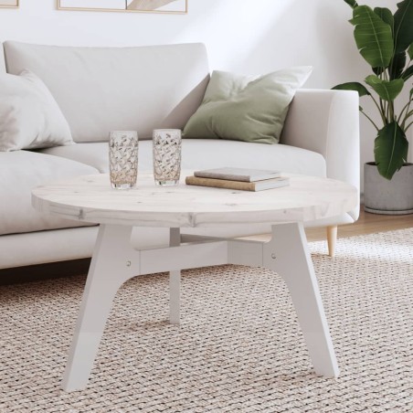 vidaXL Piano Tavolo Rotondo Bianco Ø80x3 cm in Legno Massello di Pino