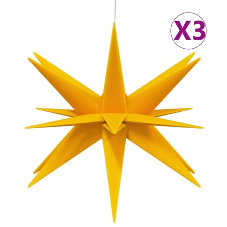 vidaXL Illuminazioni Stella Moravia con LED 3pz Pieghevoli Gialle 57cm