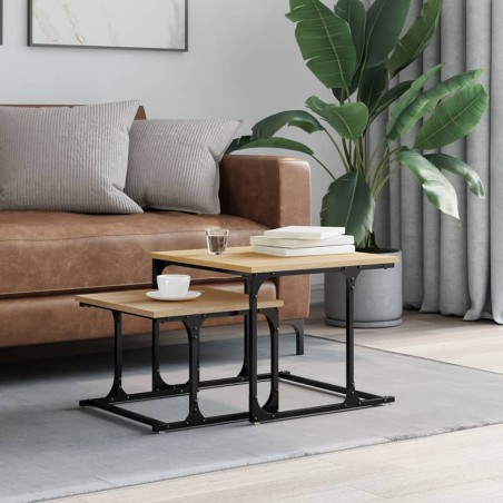 vidaXL Tavolini Impilabili 2 pz Rovere Sonoma in Legno Multistrato