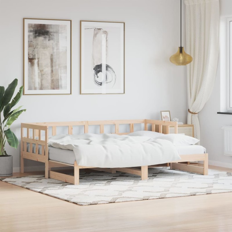 vidaXL Divano Letto con Letto Estraibile 80x200cm Legno Massello Pino vidaXL Divano Letto con Letto Estraibile 80x200cm Legno Massello Pino