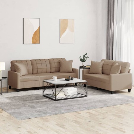vidaXL Set di Divani 2 pz con Cuscini Cappuccino in Similpelle