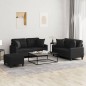vidaXL Set di Divani 3 pz con Cuscini Nero in Similpelle vidaXL Set di Divani 3 pz con Cuscini Nero in Similpelle