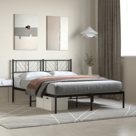 vidaXL Giroletto con Testiera in Metallo Nero 150x200 cm