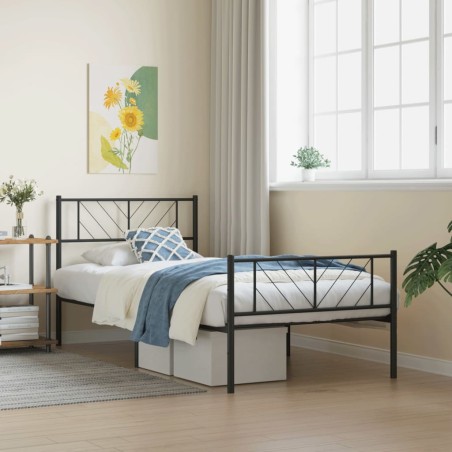 vidaXL Giroletto con Testiera e Pediera Metallo Nero 80x200 cm
