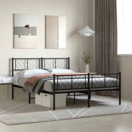 vidaXL Giroletto con Testiera e Pediera Metallo Nero 120x200 cm