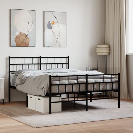 vidaXL Giroletto con Testiera e Pediera Metallo Nero 120x190 cm