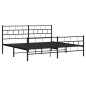 vidaXL Giroletto con Testiera e Pediera Metallo Nero 193x203 cm vidaXL Giroletto con Testiera e Pediera Metallo Nero 193x203 cm