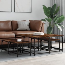 vidaXL Tavolini Impilabili 5 pz Rovere Fumo in Legno Multistrato