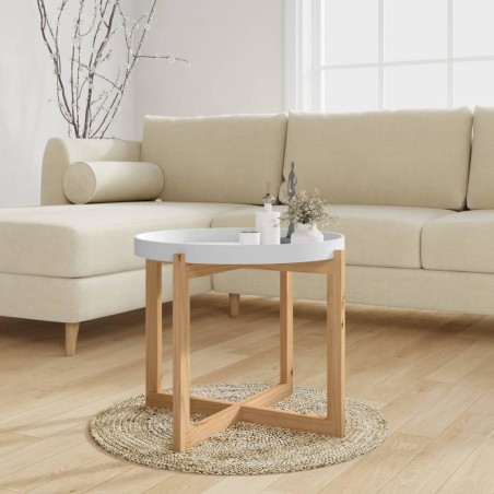 Tavolino Bianco 53x53x43,5cm Legno Multistrato e Massello Pino